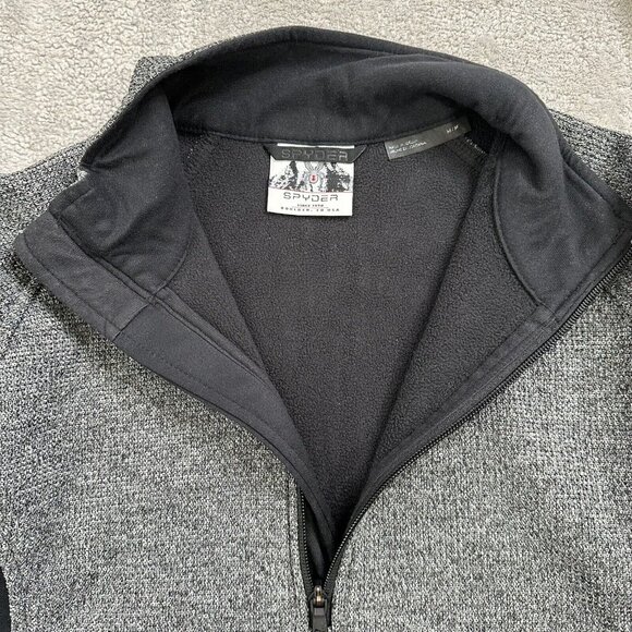 Spyder Men's Pull Over 1/4 Zip Long Sleeve Sweater Size M Gray Black Mock Neck - Picture 3 of 11